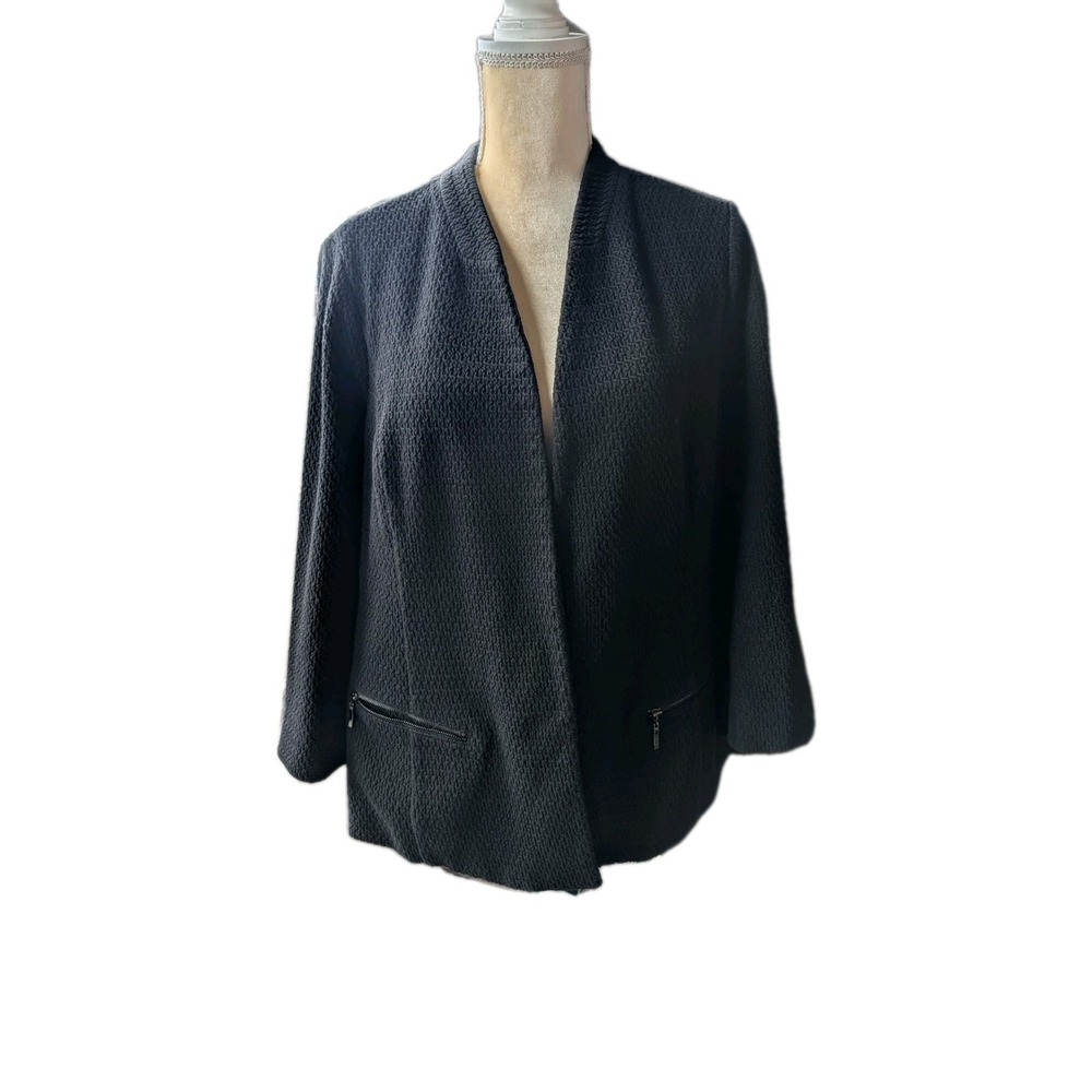 Alfani Woman Women's Blazer Black Size 2X Long Sleeve Tapestry Fabric No Closure